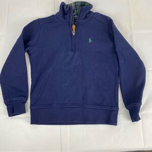 ⭐️ Polo Ralph Lauren Quarter Zip Sweater size 4T blue plaid collar green pony